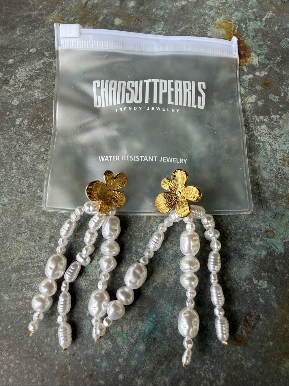 Chansuttpearls Aloha Gold Flower & Pearl Drop Earrings